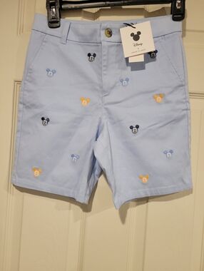 NWT Janie and Jack x Disney Mickey Mouse Embroidered Oxford Shorts Blue  Size 10
